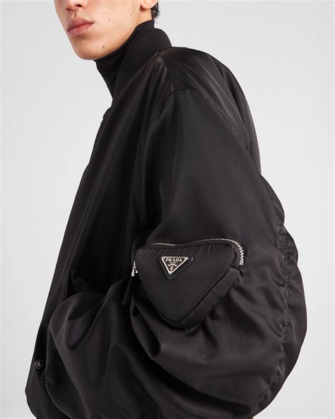 prada white bomber jacket|black nylon bomber jacket.